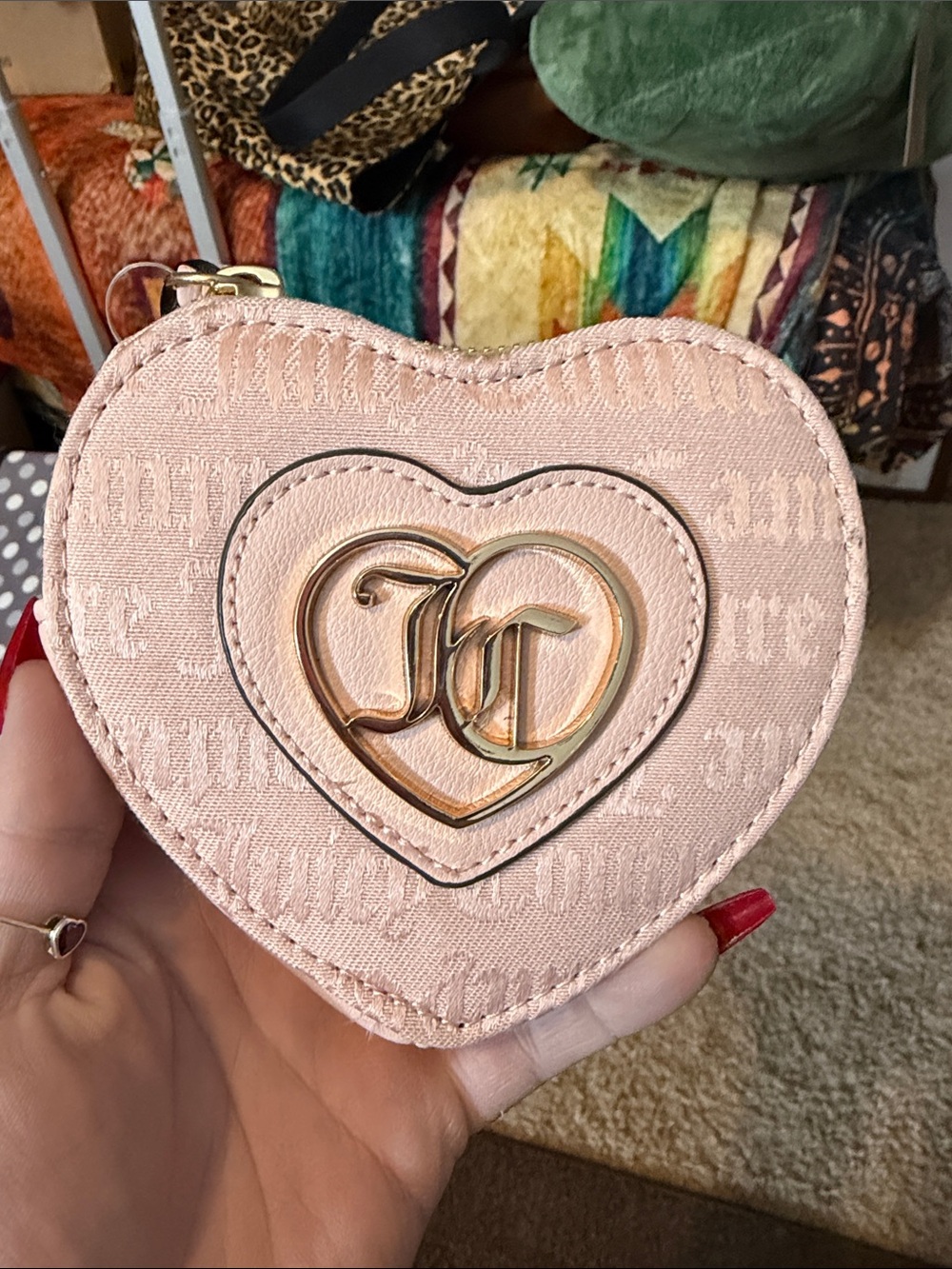 Juicy Couture Blush Pink Heart-Shaped Mini Bag with Gold Logo